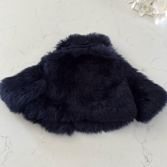 Janie and Jack The Festive Faux Fur Jacket in Dark Marine Size 6/12 Months - Picture 8 of 8